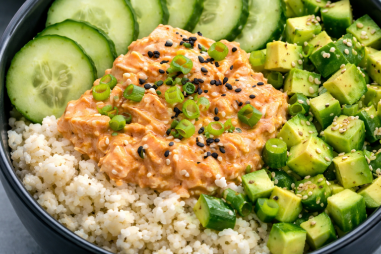 spicy canned tuna rice bowl